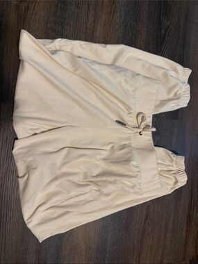 Kids Cream Jogger Sweatpants with Drawstring Waist